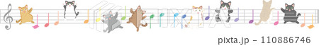 ドレミファソラシドの楽譜に戯れる猫 ドレミファソラシドの楽譜に戯れる猫 110886746