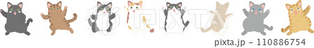 踊る猫_8匹_一列並び 踊る猫_8匹_一列並び 110886754