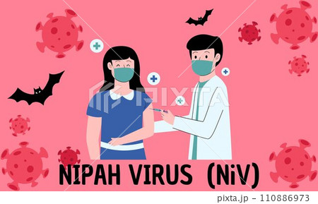 nipah virus (niv) infection is a newly emerging zoonosis that causes severe disease in both animals and humans. Vector illustration nipah virus (niv) infection is a newly emerging zoonosis that causes severe disease in both animals and humans. Vector illustration 110886973