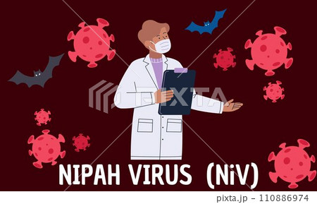 nipah virus (niv) infection is a newly emerging zoonosis that causes severe disease in both animals and humans. Vector illustration  110886974