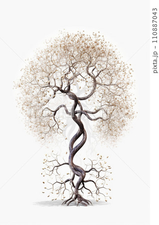 AI-generated content. Bonsai tree of evolution twisted in spiral 110887043