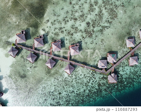Mabul Island, the base for diving in Sipadan Island, Sabah state in Malaysia. 110887293
