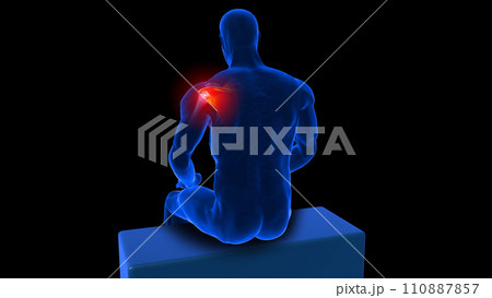 Human skeleton shoulder pain anatomy for medical concept 3D rendering Human skeleton shoulder pain anatomy for medical concept 3D rendering 110887857