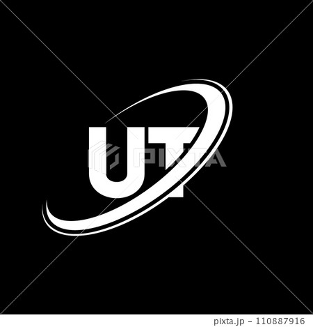 UT U T letter logo design. Initial letter UT linked circle uppercase monogram logo red and blue. UT logo, U T design. ut, u t 110887916