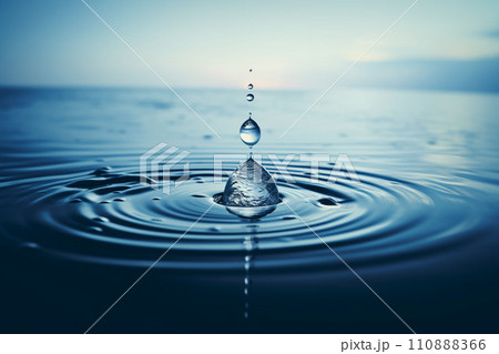 水面に落ちる水滴のイラスト素材 [110888366] - PIXTA