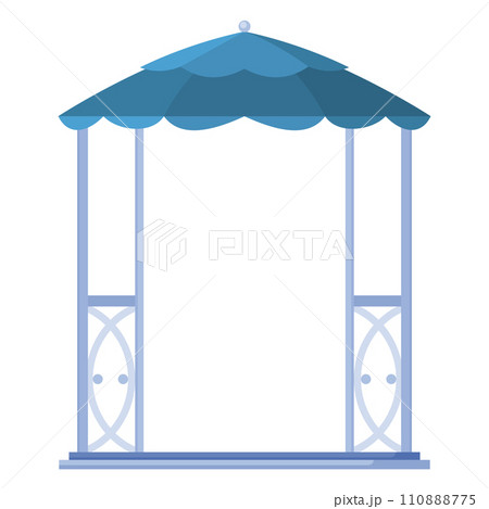 Gazebos pergola style. Architecture wooden bower flat cartoon icon. Pavilion structure, city park or gardens area element isolated on white background. Vector illustration Gazebos pergola style. Architecture wooden bower flat cartoon icon. Pavilion structure, city park or gardens area element isolated on white background. Vector illustration 110888775