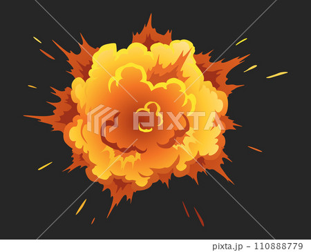 Explosion animation effect for game. Burst explosion in cartoon style. Bomb or bang. Vector isolated illustration 110888779