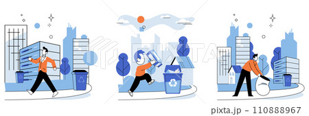 Waste management. Vector illustration. Waste management is crucial for preserving environment and reducing pollution Recyclable materials should be kept separate for efficient recycling The separation 110888967