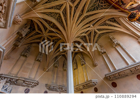interior decors of sculptures, Cluny chapel, Paris, France 110889294