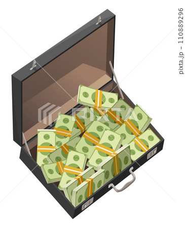 Suitcase full of money. Isometric vector illustration 110889296