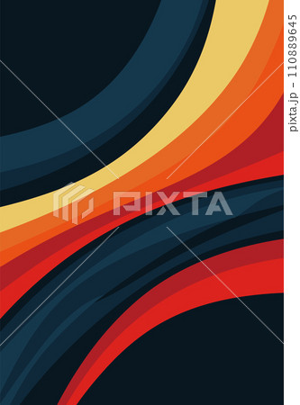 Abstract background with colorful waves in retro style. Vintage bauhaus or scandinavian color swirls. 110889645
