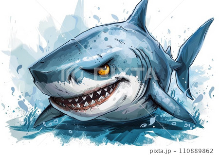 unstoppable shark, cartoon big eyes cute and funny unstoppable shark, cartoon big eyes cute and funny 110889862