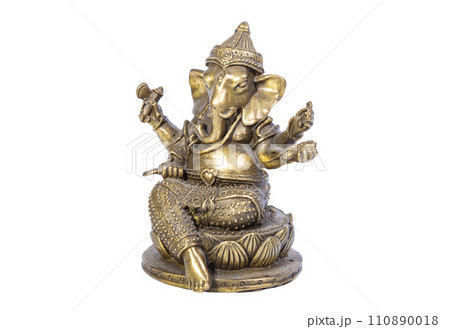 Hindu God Ganesh (Ganesha) Statuette, isolated on a white background Hindu God Ganesh (Ganesha) Statuette, isolated on a white background 110890018