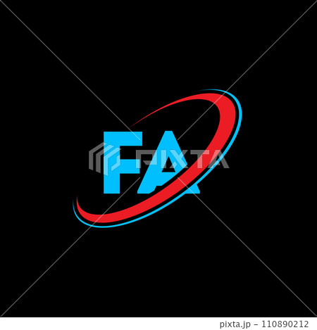 FA F A letter logo design. Initial letter FA linked circle uppercase monogram logo red and blue. FA logo, F A design. fa, f a FA F A letter logo design. Initial letter FA linked circle uppercase monogram logo red and blue. FA logo, F A design. fa, f a 110890212