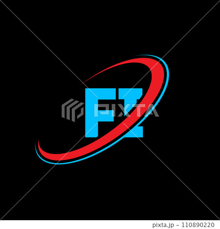FI F I letter logo design. Initial letter FI linked circle uppercase monogram logo red and blue. FI logo, F I design. fi, f i 110890220