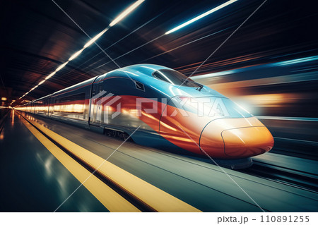 Modern high speed train in futuristic train station 110891255