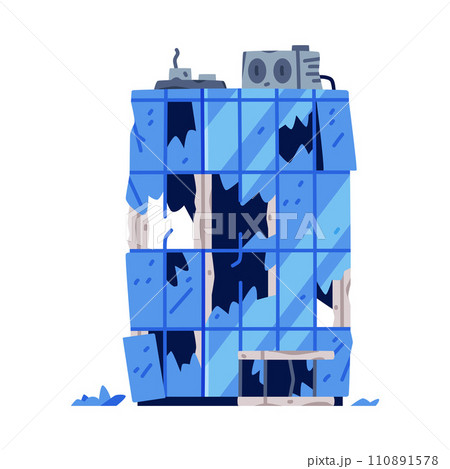 Destroyed Building after War or Earthquake Vector Illustration Destroyed Building after War or Earthquake Vector Illustration 110891578
