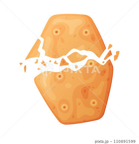Crunchy Cracker Cookie as Dry Baked Flour Biscuit with Crumbs Vector Illustration Crunchy Cracker Cookie as Dry Baked Flour Biscuit with Crumbs Vector Illustration 110891599