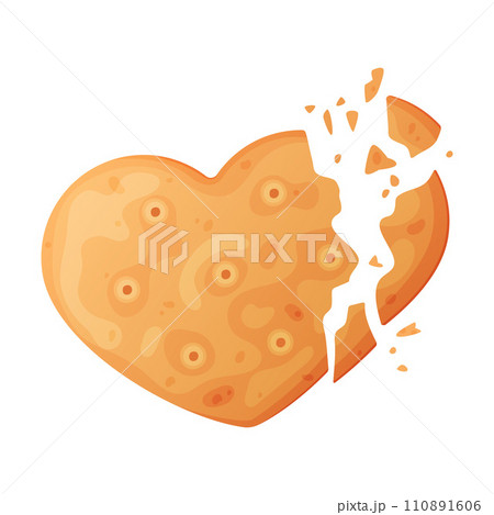 Crunchy Cracker Cookie as Dry Baked Flour Biscuit with Crumbs Vector Illustration 110891606