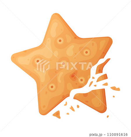 Crunchy Cracker Cookie as Dry Baked Flour Biscuit with Crumbs Vector Illustration 110891616