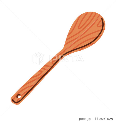 Wooden Spatula Tool with Handle as Cooking Utensil Vector Illustration 110891629