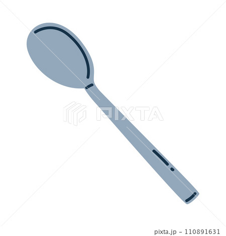 Stainless Steel Spoon with Long Handle as Cooking Utensil Vector Illustration 110891631