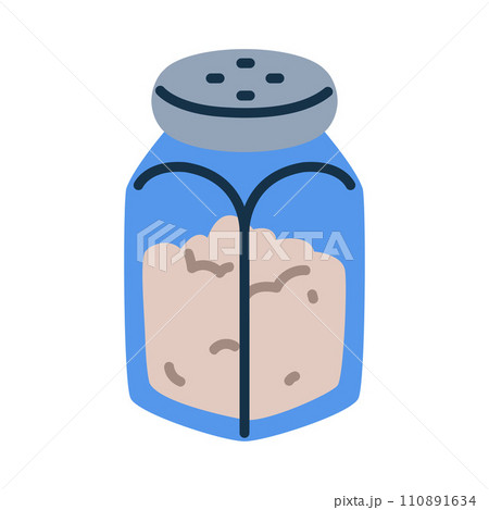 Salt Shaker Glass Jar with Holes as Cooking Utensil Vector Illustration 110891634