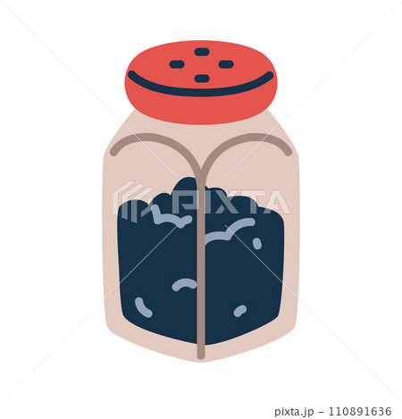 Pepper Shaker Glass Jar with Holes as Cooking Utensil Vector Illustration 110891636