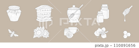 Honey Product and Element Hand Drawn Vector Set Honey Product and Element Hand Drawn Vector Set 110891656