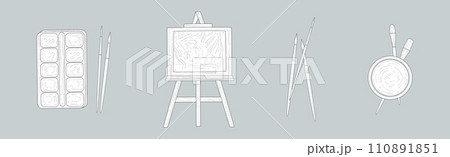 Painting Artist Tool and Element Hand Drawn Vector Set Painting Artist Tool and Element Hand Drawn Vector Set 110891851