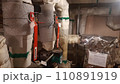 Thermal insulation pipes in the heating unit in the basement of an apartment building 110891919