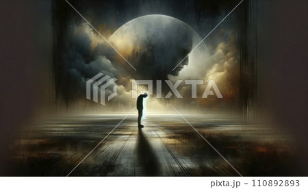 AI-generated content. Solitude in Shadows: The Weight of Invisible Burdens 110892893