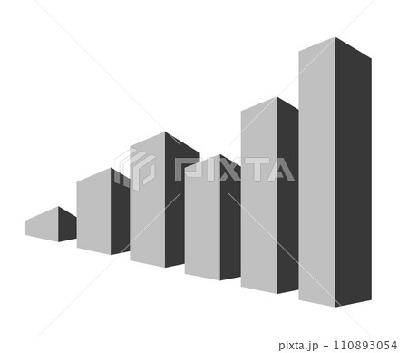 増加するデータを集計して棒グラフにしたイラスト 110893054