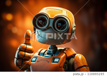 Cute Robot Showing Thumb Up 110893285