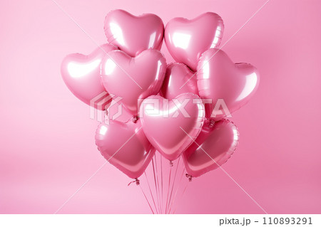 Pink Heart Balloons on a Soft Pink Background Pink Heart Balloons on a Soft Pink Background 110893291