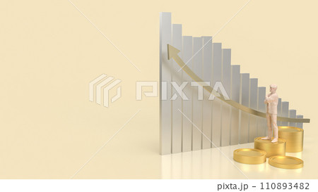 The chart and coins for Business concept 3d rendering. 110893482