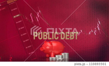 The red piggy bank and coins for Public debt concept 3d rendering. The red piggy bank and coins for Public debt concept 3d rendering. 110893501