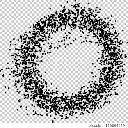 Spray-drawn circles, round frames, splashes, and ink frame materials 110894439