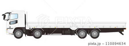 働くクルマ：大型トラック_平床ロング 110894634