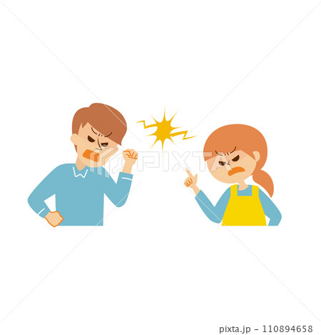 喧嘩をする夫婦 カップル イラスト素材 喧嘩をする夫婦 カップル イラスト素材 110894658