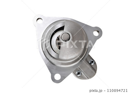 car starter, track starter, car engine detail, selective focus,  white background 110894721