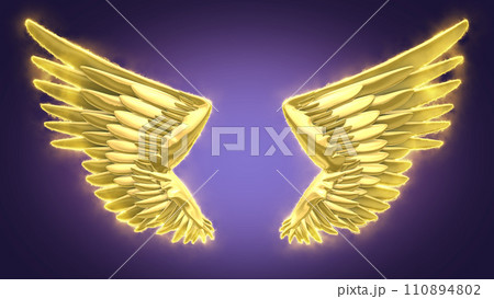 翼　エフェクト　羽　ウイング　ゴールド 110894802