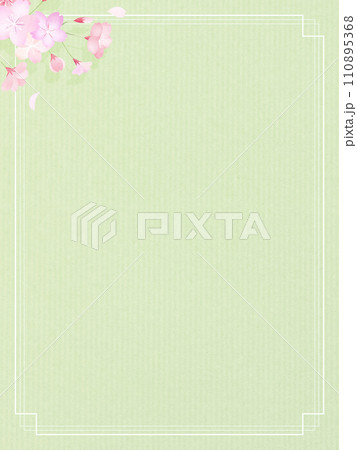 やさしいグリーンと桜のフレーム素材 110895368