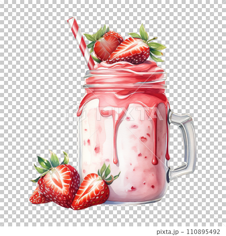 Strawberry Milkshake with Whipped Cream. AI Generated Image 110895492