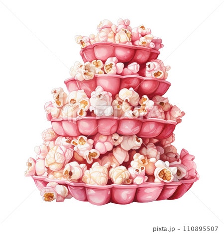 Popcorn Bucket with Pink Popcorn. AI Generated Image 110895507