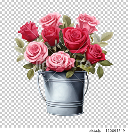 Bucket Full of Roses. AI Generated Image 110895849