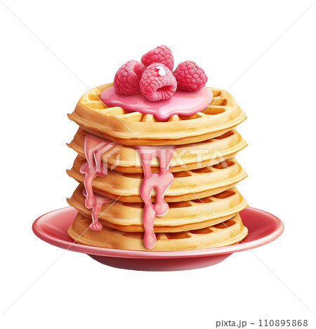 Stack of Pancakes with Raspberry. AI Generated Image 110895868