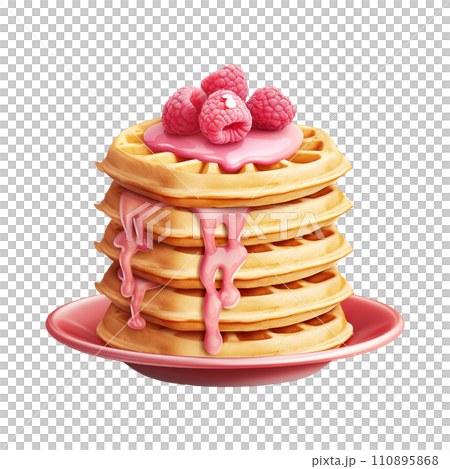Stack of Pancakes with Raspberry. AI Generated Image 110895868