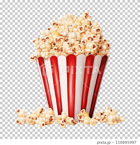 Popcorn Bucket with Red Popcorn. AI Generated Image 110895997