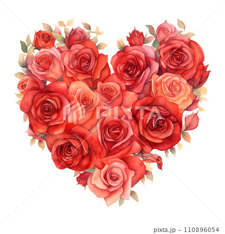 Heart Made of Red Roses. AI Generated Image 110896054